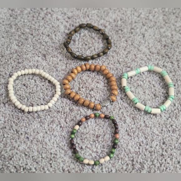 5pcs Handcrafted  Stackable Bracelet Set. - Picture 2 of 5